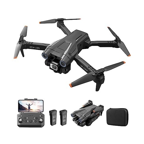 Drone RC avec double caméra 4K HD, quadricoptère RC 1080P avec 2 batteries, mode sans tête dévitement dobstacles, contrôle 
