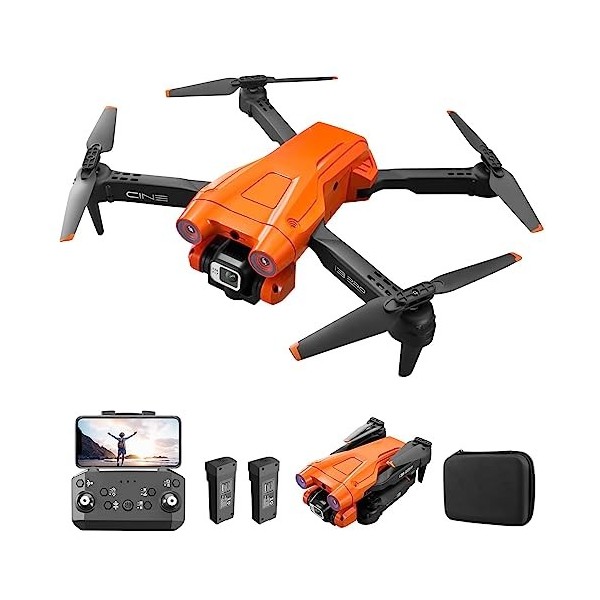 Drone RC avec double caméra 4K HD, quadricoptère RC 1080P avec 2 batteries, mode sans tête dévitement dobstacles, contrôle 