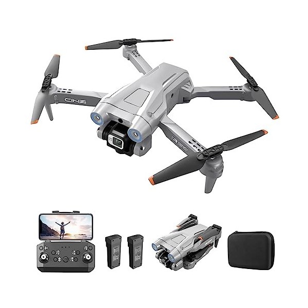 Drone RC avec double caméra 4K HD, quadricoptère RC 1080P avec 2 batteries, mode sans tête dévitement dobstacles, contrôle 