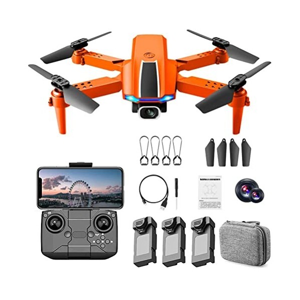 tairong Drone avec Double Caméra 4K HD, S65 RC Quadcopter Pliable pour Adultes Débutants, GPS Intelligent Return, 2.4GHz FPV 
