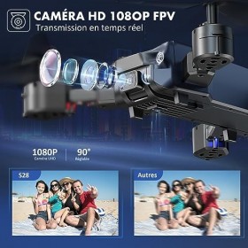 Maetot S28 Drone avec Caméra 1080P HD WiFi FPV Télécommande, Pliable Drone Mode sans Tête, Maintien daltitude, Induction de 