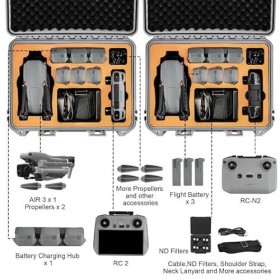 SIWUXE Air 3 Case Etui de transport rigide étanche accessoires pour DJI Air 3 Fly More Combo RC 2 & RC-N2 