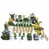 LICHENGTAI 100 pièces Figures Action Army Ensemble, Coffret Set de Jeu Militaire avec Soldats Tanks Avions Drapeaux, Soldat F