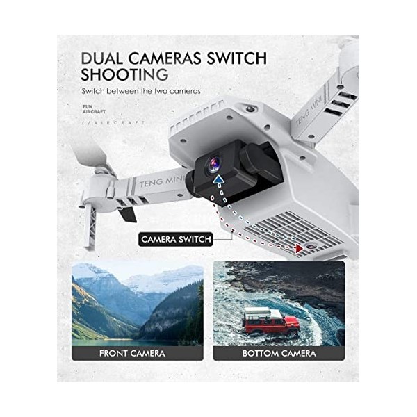 OBEST Drone avec Caméra 4k HD,Drone avec Deux caméra Professionnel, Positionnement du Flux Optique, WiFi Pliable FPV Quadcopt