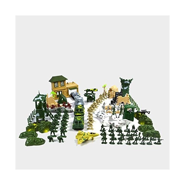 LICHENGTAI 300 pièces Figures Action Army Ensemble, Coffret Set de Jeu Militaire avec Soldats Tanks Avions Drapeaux, Soldat F