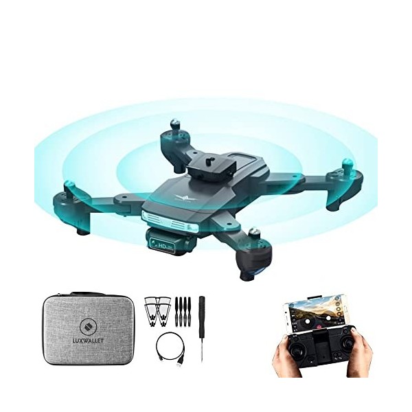 LUXWALLET Sky X Dodge - 22km/h - Évitement dobstacles Infrarouge - Mini Drone - 2X WiFi Drone Camera - Quadcopter pour début