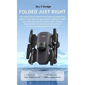 LUXWALLET Sky X Dodge - 22km/h - Évitement dobstacles Infrarouge - Mini Drone - 2X WiFi Drone Camera - Quadcopter pour début