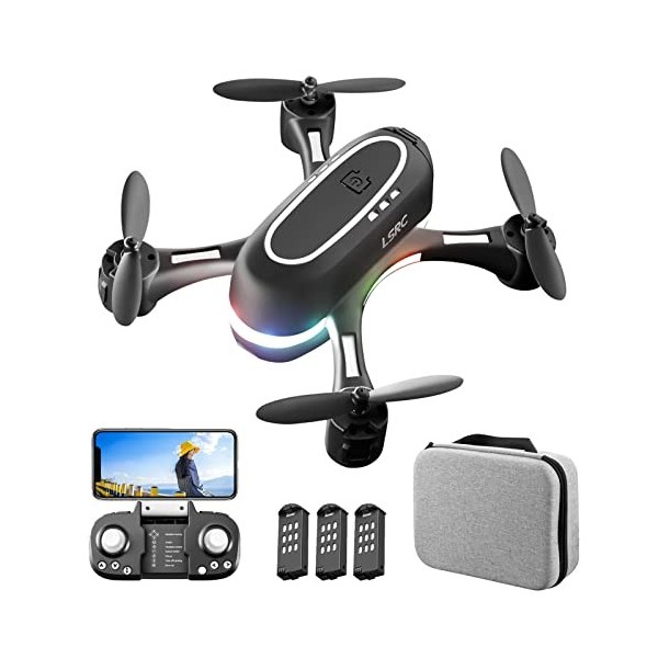 Drone avec caméra 720P HD Caméra Drone FPV Live Video et GPS Auto Return Compact RC Quadcopter Drones Pliables pour Débutants