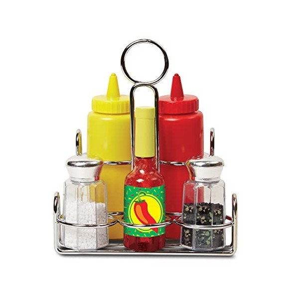 Melissa & Doug Ensemble de Condiments pour enfants, Accesoires cuisine, Jeux de rôle restaurant, Jeu dimitation, Aliments jo