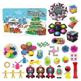 BRAINYTOYS Squide Pop Jeu Push Pop Toys Calendrier LAvent 2022 Fidget TV Sensory Unzip Jouet Squid It Jeu Pop Fidget Toys fo