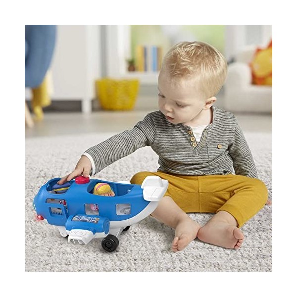 Fisher-Price Coffret L’Avion Little People version multilingue , avion musical avec figurines, Jouet Enfant, Dès 1 an, HJN37