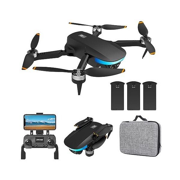 GPS Drone avec Double Caméra 4K EIS pour Adultes Débutants, Mini Drone avec 60 Minutes De Temps De Vol, 5G WiFi FPV Moteur sa