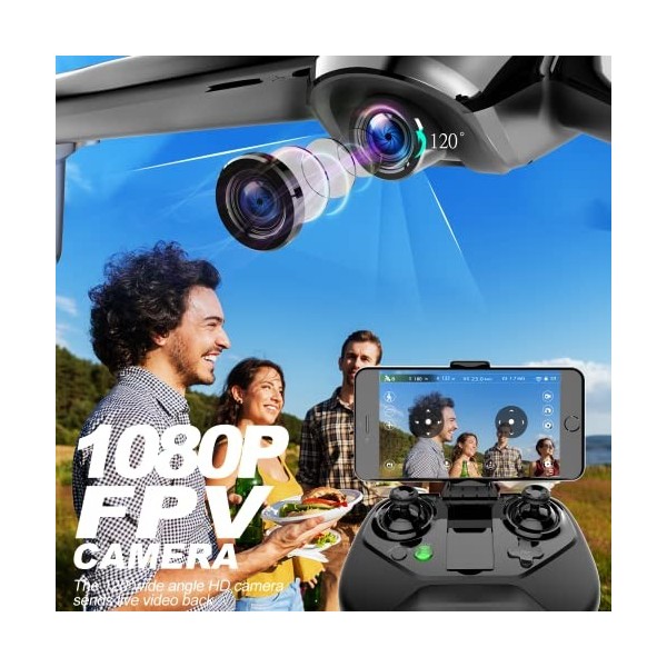 ATOYX FPV Drone, Drones avec Caméra Haute Définition 1080P, Positionnement GPS, Suivi Automatique, Réglage Grand Angle à 120°
