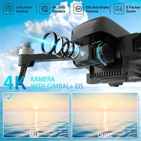 cheerwing Drone GPS U38S avec caméra 4K EIS UHD pour adultes, drone 5G FPV avec anti-tremblement de cardan à 2 axes, 2 batter