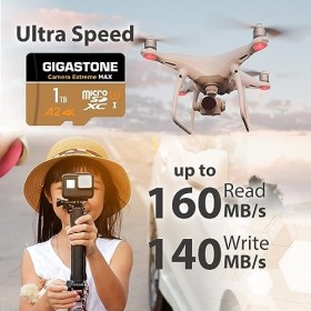 [5 Ans Récupération de données Gratuite] GIGASTONE Carte Mémoire 1 To, Camera Extreme MAX, Vitesse jusquà 160/140 Mo/s, pour
