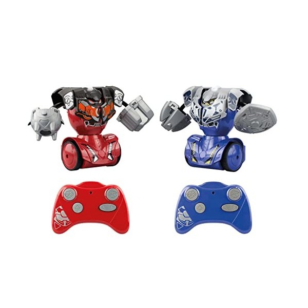 YCOO Pack 2 Robots Kombat Méga Télécommandés 16 cm, Poings Interchangeable, Jouet avec Effets sonores Et Lumineux, Dès 5 Ans