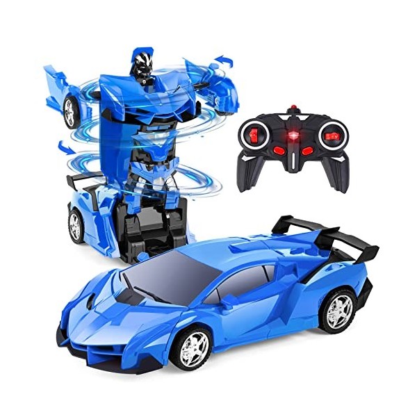 Thedttoy 2en1 Voiture Télécommandé Robot, 1:18 Transformateur Jouet Cadeau pour Garçons Filles 3 4 5 6 7+ Ans, RC Voiture Rob