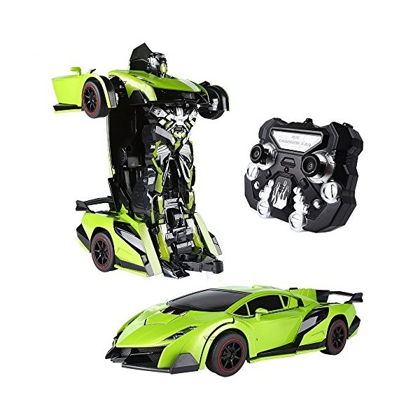 SainSmart Jr. Telecommandé Voiture Robot pour Enfants 1/14, 2 en 1 Transformable Robots Jouet, 2.4 GHz Ferrari RC Voiture Tra