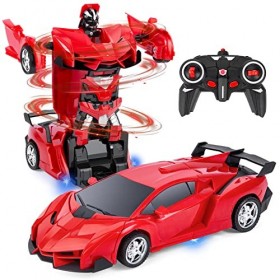 Highttoy Voiture Télécommandée pour Enfants 3-12 Ans,Voiture Robot Transformable Transformateur Voiture RC 2.4GHz Rotation à 