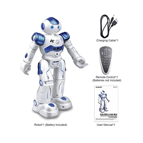 kuman Robot de la Télécommande RC Robot, Cadeau de Jouet pour Les Enfants Les Adultes, Robot Télécommandé Programmable, Détec