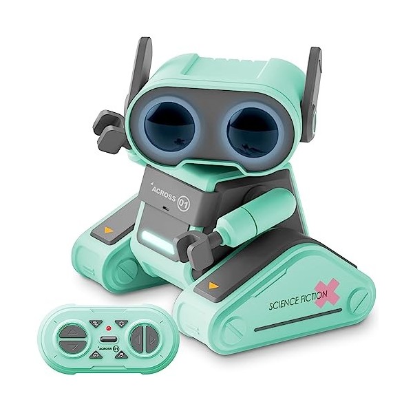 YIKANWEN Jouet Robot télécommandé Rechargeable, avec Yeux LED, Musique et Sons Amusants, adapté aux Enfants de 3 4 5 6 7 8 An