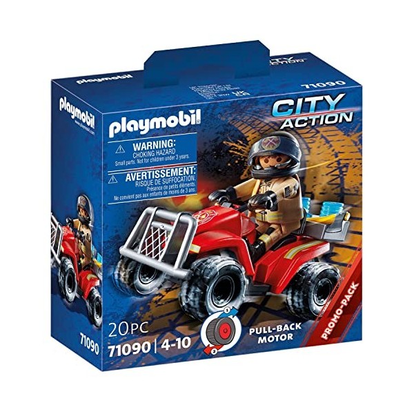 Playmobil 71090 Pompier et Quad - City Action- Les Pompiers- Moteur à Retro-Friction à Collectionner