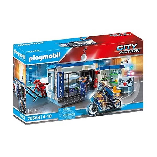 PLAYMOBIL 70568 Police Poste de police et cambrioleur- City Action- Les policiers- police poste de police