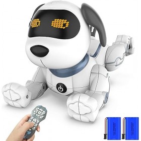 PRANITE Robot chien programmable, jouet chien avec télécommande, chant, danse, musique et commande vocale interactive, garçon