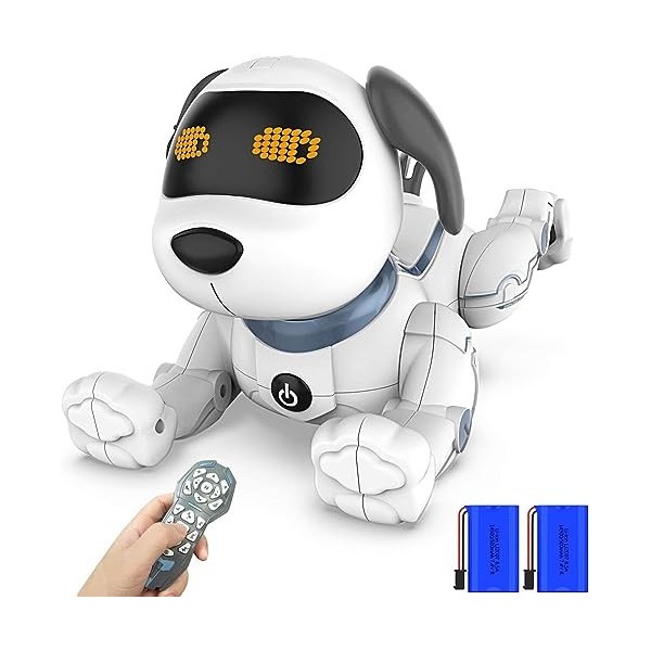 PRANITE Robot chien programmable, jouet chien avec télécommande, chant, danse, musique et commande vocale interactive, garçon