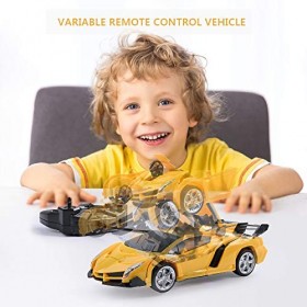 colmanda Voiture de Jouet Robot Déformée, RC Voiture Robot de Transformation, 2 en 1 Voiture Déformée pour Enfants Transforme