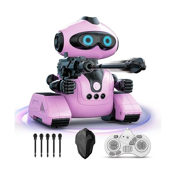 Robot Enfant Jouet, Jouets Robots Télécommandés Rechargeables, Robots Intelligent avec Programmation avec Yeux LED, Musique e