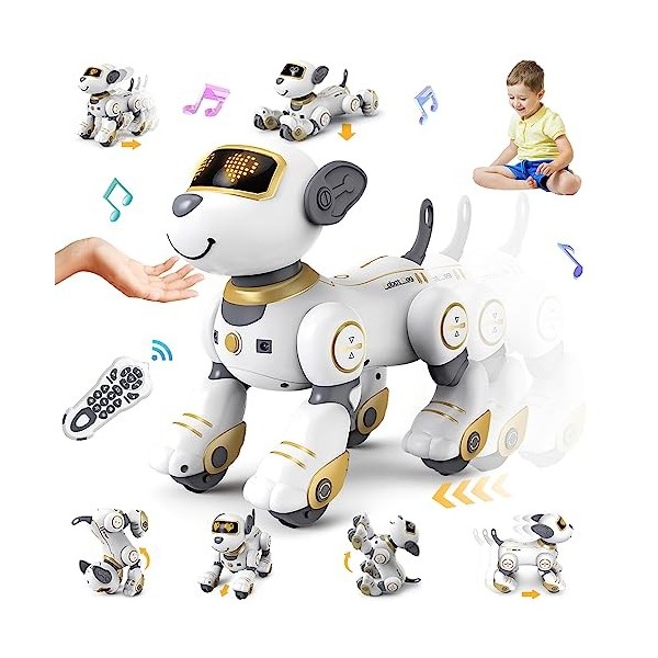 VATOS Jouet Robot Chien Télécommandé Enfants - Interactif Chien Robot Programmable 17 Fonctions, Intelligent Marchant Chien C