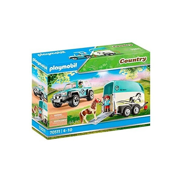 Playmobil 70511 Voiture et Van pour Poney- Country- Le Poney Club- Cavalier Van