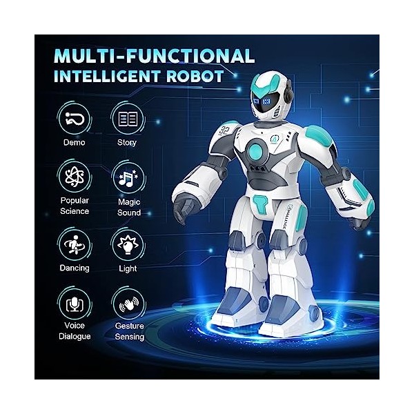 Think Gizmos Grand Robot Electronique Programmable - Robot Télécommandé -  Robot Intelligent - Qui Parle, Tire des Missiles, M