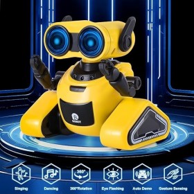 Yerloa Robot Enfant Jouet Fille 4 5 6 7 8 Ans, Jeux Robots Telecommande  Rechargeables avec Autocollant.Danse et Musique, Joue