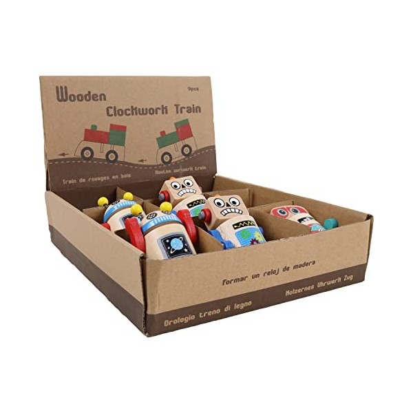 PLANÈTE BOIS - Pack de 12 Robots Marcheurs - FSC - 030168PA - 12 pièces - Multicolore - Bois - Jeu pour Enfant - Récréation -