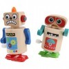 PLANÈTE BOIS - Pack de 12 Robots Marcheurs - FSC - 030168PA - 12 pièces - Multicolore - Bois - Jeu pour Enfant - Récréation -