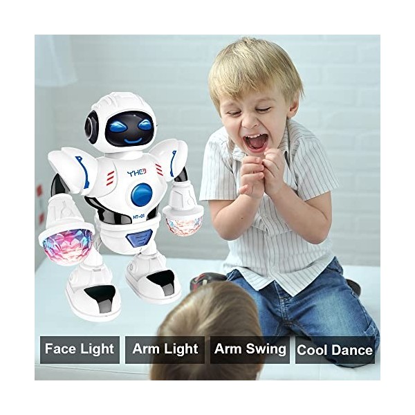 YATOSEEN Cadeau de Jouet de Tobot de Danse pour Les Enfants, Lumières Disco Colorées Boule et Musicale, Robot Marchant, Dansa