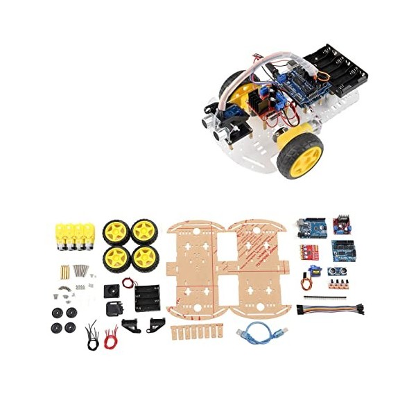 Kit de Châssis de Voiture Robot Intelligent Bricolage, Plate-Forme de Voiture Intelligente avec Moteur de Suivi 4WD avec Roue