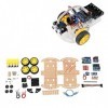 Kit de Châssis de Voiture Robot Intelligent Bricolage, Plate-Forme de Voiture Intelligente avec Moteur de Suivi 4WD avec Roue