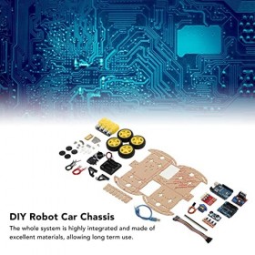 Kit de Châssis de Voiture Robot Intelligent Bricolage, Plate-Forme de Voiture Intelligente avec Moteur de Suivi 4WD avec Roue