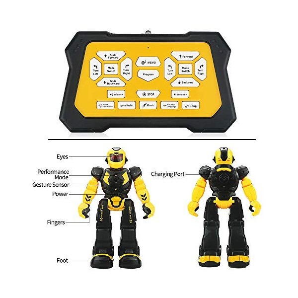 Habeny Robot télécommandé pour enfants, robot de détection de geste, jouet robot contrôleur infrarouge, danse, chant, marche 