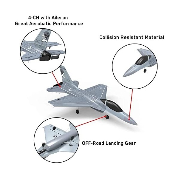 volantexrc Avion radiocommandé 2,4 GHz 4 CH RC Avion RTF avec système de stabilisation Xpilot, Aérobatic One Key Parfait pour