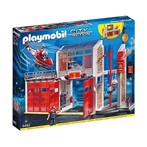 Playmobil 9462 Caserne de Pompiers avec hélicoptère- City Action- Les Pompiers- Les Pompiers Pompier