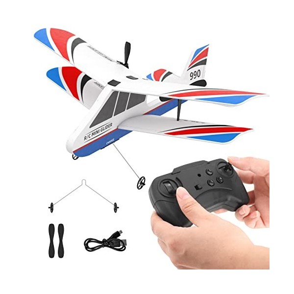 Ushining Avion Télécommandé, 2,4 GHz Avion RC Rechargeable avec Gyroscope Intégré, Matériau Léger et Durable, Facile à Pilote