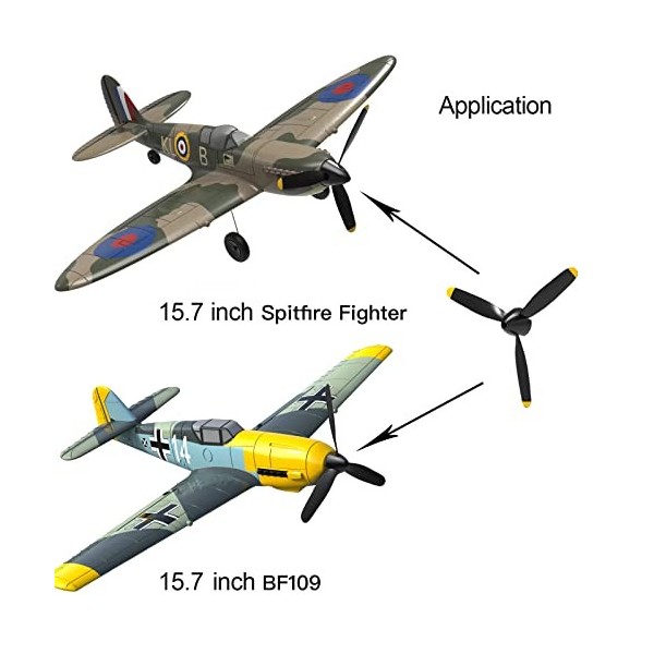 3 jeux dhélice à 3 lames avec économiseur dhélice et un adaptateur pour lavion VOLANTEXRC 761-11 761-12 BF109