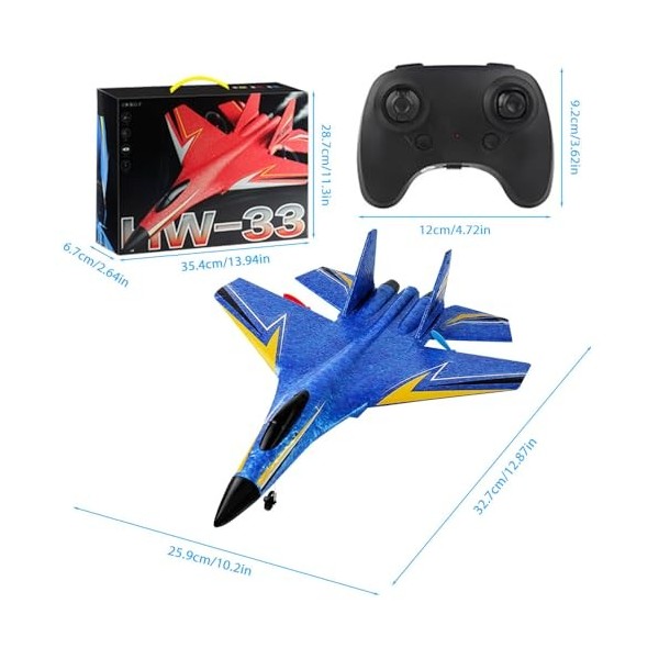 CLIUNT Avion F22 RC,Avion de Chasse Radiocommandé,2,4 GHz Avion Télécommandé,2 CH Avion Télécommandé,pour Adultes Enfants, Ga