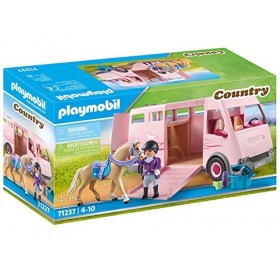 Playmobil 71237 Van avec Cheval- Country - Le Club déquitation - Chevaux Animaux & Nature
