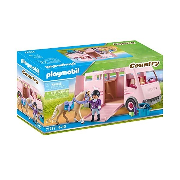 Playmobil 71237 Van avec Cheval- Country - Le Club déquitation - Chevaux Animaux & Nature