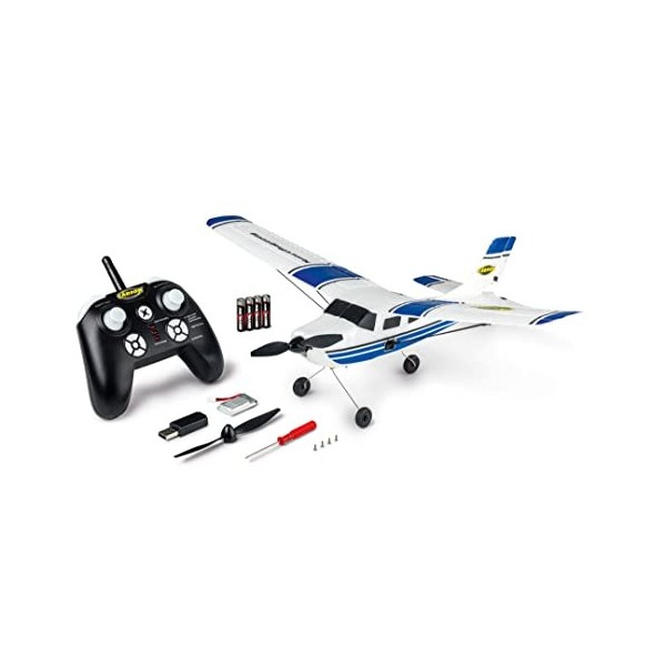 Carson 500505034 Avion de Sport RC 2,4 GHz 100% RTR Bleu - modèle réduit d’Avion télécommandé, Avion RC, modèle Robuste RTF 